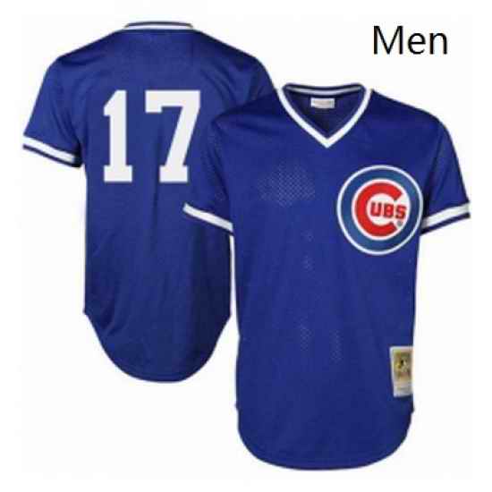 Mens Majestic Chicago Cubs 17 Kris Bryant Replica Royal Blue Throwback MLB Jersey